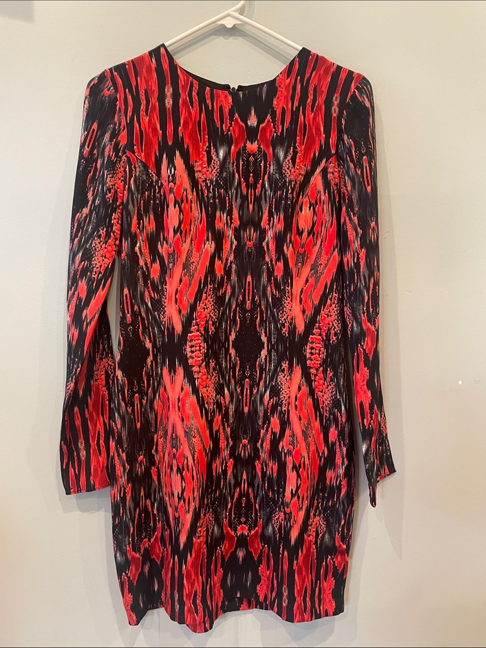 Parker Red and Black Patterned Midi Dress